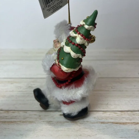 Kurt S Adler Santa Claus Hand Painted Christmas Ornament Faux Fur White 5-1/4" - Picture 7 of 8